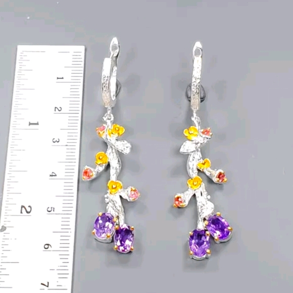Kharma by Avelon Jewelry - Gorgeous Amethyst & tourmaline sterling earrings